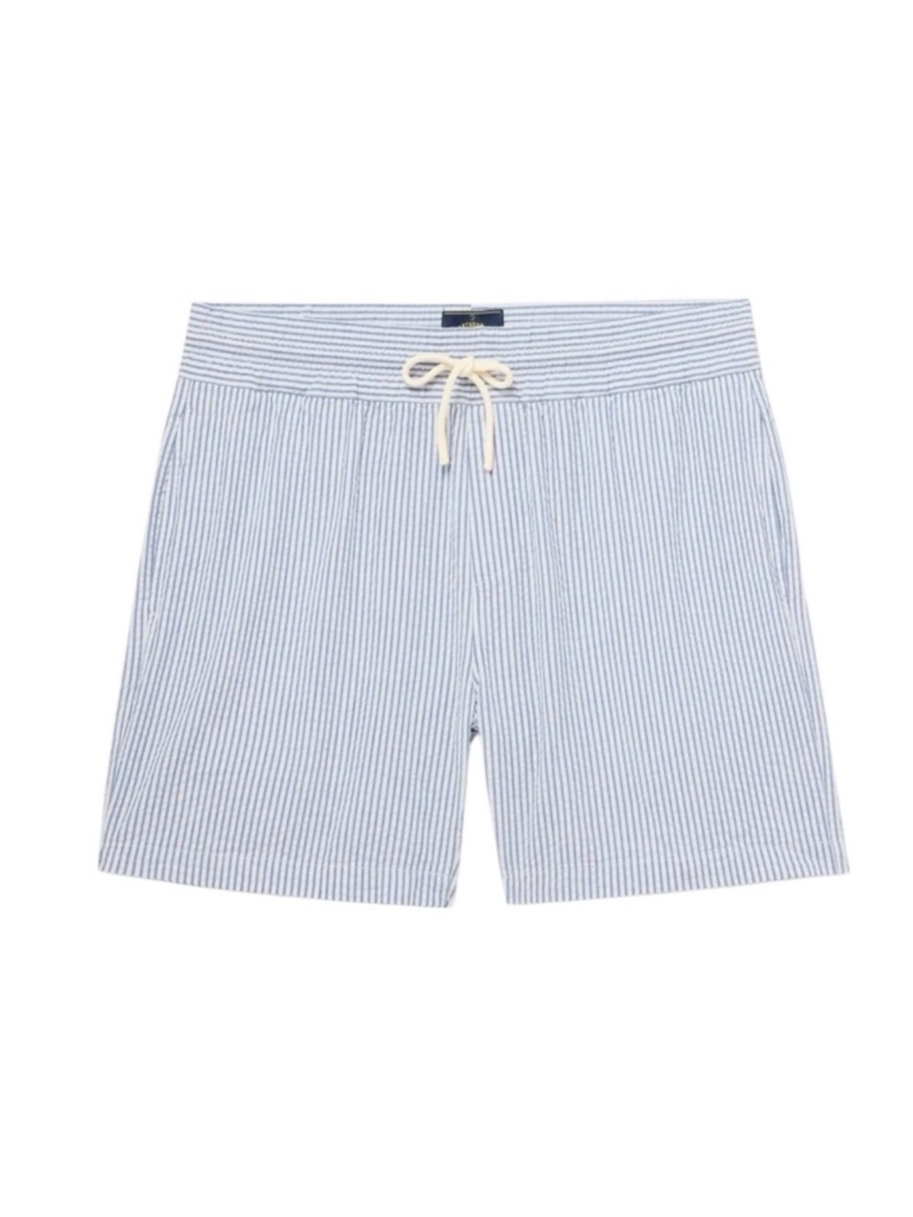Portuguese Flannel Straight Leg Striped Seersucker Drawstring Shorts Blue XL NWT